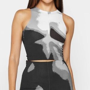 Body Print Racer Top - White/Grey